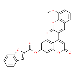 ChemSpider 2D Image | 8-Methoxy-2,2'-dioxo-2H,2'H-3,4'-bichromen-7'-yl 1-benzofuran-2-carboxylate | C28H16O8