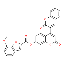 ChemSpider 2D Image | 2,2'-Dioxo-2H,2'H-3,4'-bichromen-7'-yl 7-methoxy-1-benzofuran-2-carboxylate | C28H16O8