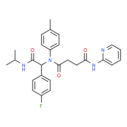 ChemSpider 2D Image | N-[1-(4-Fluorophenyl)-2-(isopropylamino)-2-oxoethyl]-N-(4-methylphenyl)-N'-(2-pyridinyl)succinamide | C27H29FN4O3