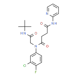 ChemSpider 2D Image | N-(3-Chloro-4-fluorophenyl)-N-{2-[(2-methyl-2-propanyl)amino]-2-oxoethyl}-N'-(2-pyridinyl)succinamide | C21H24ClFN4O3