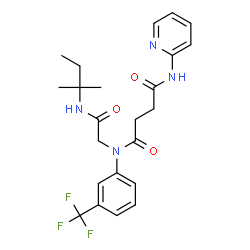 ChemSpider 2D Image | N-{2-[(2-Methyl-2-butanyl)amino]-2-oxoethyl}-N'-(2-pyridinyl)-N-[3-(trifluoromethyl)phenyl]succinamide | C23H27F3N4O3