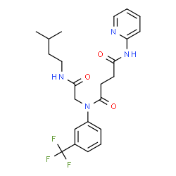 ChemSpider 2D Image | N-{2-[(3-Methylbutyl)amino]-2-oxoethyl}-N'-(2-pyridinyl)-N-[3-(trifluoromethyl)phenyl]succinamide | C23H27F3N4O3