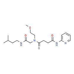 ChemSpider 2D Image | N-(2-Methoxyethyl)-N-{2-[(3-methylbutyl)amino]-2-oxoethyl}-N'-(2-pyridinyl)succinamide | C19H30N4O4