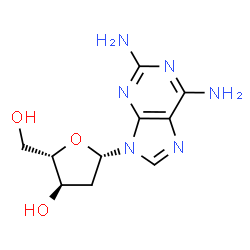ChemSpider 2D Image | 9-(2-Deoxy-beta-L-erythro-pentofuranosyl)-9H-purine-2,6-diamine | C10H14N6O3