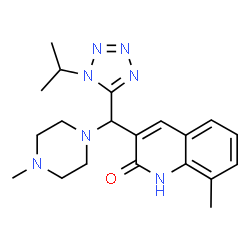ChemSpider 2D Image | 3-[(1-Isopropyl-1H-tetrazol-5-yl)(4-methyl-1-piperazinyl)methyl]-8-methyl-2(1H)-quinolinone | C20H27N7O