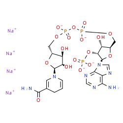ChemSpider 2D Image | tetrasodium [(2R,3R,4R,5R)-2-(6-aminopurin-9-yl)-5-[[[[(2R,3S,4R,5S)-5-(3-carbamoyl-4H-pyridin-1-yl)-3,4-dihydroxy-tetrahydrofuran-2-yl]methoxy-oxido-phosphoryl]oxy-oxido-phosphoryl]oxymethyl]-4-hydroxy-tetrahydrofuran-3-yl] phosphate | C21H26N7Na4O17P3