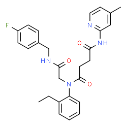 ChemSpider 2D Image | N-(2-Ethylphenyl)-N-{2-[(4-fluorobenzyl)amino]-2-oxoethyl}-N'-(4-methyl-2-pyridinyl)succinamide | C27H29FN4O3