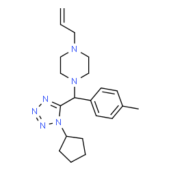 ChemSpider 2D Image | 1-Allyl-4-[(1-cyclopentyl-1H-tetrazol-5-yl)-p-tolyl-methyl]-piperazine | C21H30N6