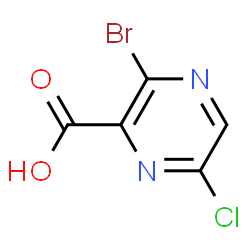 ChemSpider 2D Image | 3-Bromo-6-chloro-2-pyrazinecarboxylic acid | C5H2BrClN2O2