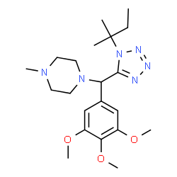 ChemSpider 2D Image | 1-Methyl-4-{[1-(2-methyl-2-butanyl)-1H-tetrazol-5-yl](3,4,5-trimethoxyphenyl)methyl}piperazine | C21H34N6O3