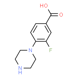 ChemSpider 2D Image | 3-Fluoro-4-(1-piperazinyl)benzoic acid | C11H13FN2O2