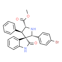 ChemSpider 2D Image | Methyl (2'R,3S,4'R,5'R)-2'-(4-bromophenyl)-2-oxo-4'-phenyl-1,2-dihydrospiro[indole-3,3'-pyrrolidine]-5'-carboxylate | C25H21BrN2O3