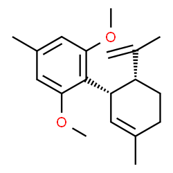ChemSpider 2D Image | 2-[(1S,6R)-6-Isopropenyl-3-methyl-2-cyclohexen-1-yl]-1,3-dimethoxy-5-methylbenzene | C19H26O2