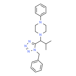 ChemSpider 2D Image | 1-[1-(1-Benzyl-1H-tetrazol-5-yl)-2-methylpropyl]-4-phenylpiperazine | C22H28N6