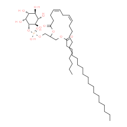 ChemSpider 2D Image | 1-[(Hydroxy{[(1S,2R,3R,4S,5S,6R)-2,3,4,5,6-pentahydroxycyclohexyl]oxy}phosphoryl)oxy]-3-(stearoyloxy)-2-propanyl (4Z,7Z)-4,7-octadecadienoate | C45H83O13P