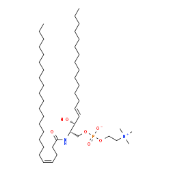 ChemSpider 2D Image | (2R,3S,4E)-3-Hydroxy-2-[(4Z)-4-tricosenoylamino]-4-octadecen-1-yl 2-(trimethylammonio)ethyl phosphate | C46H91N2O6P