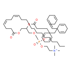 ChemSpider 2D Image | 2-[(4Z,7Z,10Z,13Z,16Z,19Z)-4,7,10,13,16,19-Docosahexaenoyloxy]-3-[(4Z,7Z)-4,7-icosadienoyloxy]propyl 2-(trimethylammonio)ethyl phosphate | C50H84NO8P