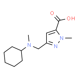 ChemSpider 2D Image | 3-{[Cyclohexyl(methyl)amino]methyl}-1-methyl-1H-pyrazole-5-carboxylic acid | C13H21N3O2