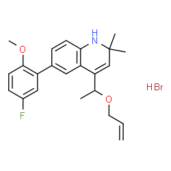 ChemSpider 2D Image | 4-[1-(Allyloxy)ethyl]-6-(5-fluoro-2-methoxyphenyl)-2,2-dimethyl-1,2-dihydroquinoline hydrobromide (1:1) | C23H27BrFNO2
