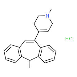 ChemSpider 2D Image | 1-Methyl-4-(5-methyl-5H-dibenzo[a,d][7]annulen-10-yl)-1,2,3,6-tetrahydropyridine hydrochloride (1:1) | C22H24ClN