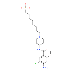 ChemSpider 2D Image | 8-{4-[(4-Amino-5-chloro-2-methoxybenzoyl)amino]-1-piperidinyl}-1-octanesulfonic acid | C21H34ClN3O5S