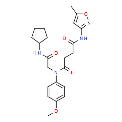 ChemSpider 2D Image | N-[2-(Cyclopentylamino)-2-oxoethyl]-N-(4-methoxyphenyl)-N'-(5-methyl-1,2-oxazol-3-yl)succinamide | C22H28N4O5
