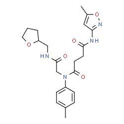 ChemSpider 2D Image | N'-(5-Methyl-1,2-oxazol-3-yl)-N-(4-methylphenyl)-N-{2-oxo-2-[(tetrahydro-2-furanylmethyl)amino]ethyl}succinamide | C22H28N4O5