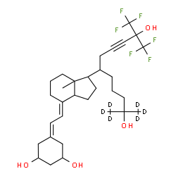 ChemSpider 2D Image | (7E)-17-[1,1,1-Trifluoro-2,10-dihydroxy-10-(~2~H_3_)methyl-2-(trifluoromethyl)(11,11,11-~2~H_3_)-3-undecyn-6-yl]-9,10-secoestra-5,7-diene-1,3-diol | C31H38D6F6O4