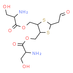 ChemSpider 2D Image | [2-(2-Oxoethyl)-1,3-dithiolane-4,5-diyl]bis(methylene) bis(2-amino-3-hydroxypropanoate) | C13H22N2O7S2