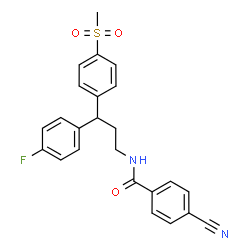 ChemSpider 2D Image | 4-Cyano-N-{3-(4-fluorophenyl)-3-[4-(methylsulfonyl)phenyl]propyl}benzamide | C24H21FN2O3S