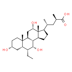 ChemSpider 2D Image | (2R,4R)-4-[(3R,5S,6R,7R,8R,9S,10S,12S,13R,14S,17R)-6-Ethyl-3,7,12-trihydroxy-10,13-dimethylhexadecahydro-1H-cyclopenta[a]phenanthren-17-yl]-2-methylpentanoic acid | C27H46O5