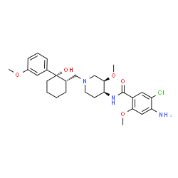 ChemSpider 2D Image | 4-Amino-5-chloro-N-[(3R,4S)-1-{[(1S,2S)-2-hydroxy-2-(3-methoxyphenyl)cyclohexyl]methyl}-3-methoxy-4-piperidinyl]-2-methoxybenzamide | C28H38ClN3O5