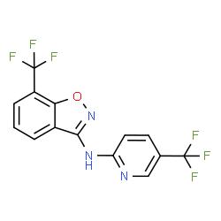 ChemSpider 2D Image | 7-(Trifluoromethyl)-N-[5-(trifluoromethyl)-2-pyridinyl]-1,2-benzoxazol-3-amine | C14H7F6N3O