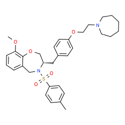ChemSpider 2D Image | (3S)-3-{4-[2-(1-Azepanyl)ethoxy]benzyl}-9-methoxy-4-[(4-methylphenyl)sulfonyl]-2,3,4,5-tetrahydro-1,4-benzoxazepine | C32H40N2O5S