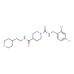 ChemSpider 2D Image | N~1~-(2,4-Dichlorobenzyl)-N~4~-[2-(tetrahydro-2H-pyran-4-yl)ethyl]-1,4-piperidinedicarboxamide | C21H29Cl2N3O3