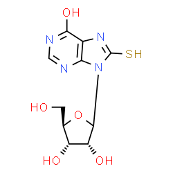 ChemSpider 2D Image | 9-(D-Ribofuranosyl)-8-thioxo-1,7,8,9-tetrahydro-6H-purin-6-one | C10H12N4O5S