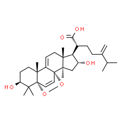 ChemSpider 2D Image | (2R)-2-[(1S,2R,4R,5R,6R,10R,13S,15S)-4,13-Dihydroxy-2,6,10,14,14-pentamethyl-16,17-dioxapentacyclo[13.2.2.0~1,9~.0~2,6~.0~10,15~]nonadeca-8,18-dien-5-yl]-6-methyl-5-methyleneheptanoic acid | C31H46O6