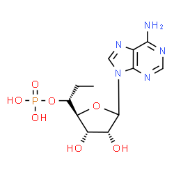 ChemSpider 2D Image | (1R)-1-[(2S,3S,4R)-5-(6-Amino-9H-purin-9-yl)-3,4-dihydroxytetrahydro-2-furanyl]propyl dihydrogen phosphate | C12H18N5O7P