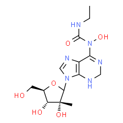 ChemSpider 2D Image | N-(Ethylcarbamoyl)-N-hydroxy-9-(2-C-methyl-D-ribofuranosyl)-3,9-dihydro-2H-purin-6-amine | C14H22N6O6
