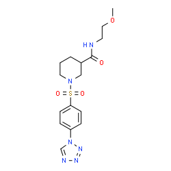 ChemSpider 2D Image | N-(2-Methoxyethyl)-1-{[4-(1H-tetrazol-1-yl)phenyl]sulfonyl}-3-piperidinecarboxamide | C16H22N6O4S