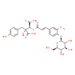 ChemSpider 2D Image | (2R,3S)-3-({(2E)-3-[4-(beta-D-Glucopyranosyloxy)-3-methoxyphenyl]-2-propenoyl}oxy)-2-hydroxy-2-(4-hydroxybenzyl)succinic acid | C27H30O15