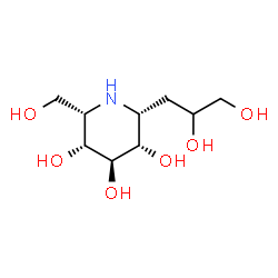 ChemSpider 2D Image | (2R,3S,4R,5R,6S)-2-(2,3-Dihydroxypropyl)-6-(hydroxymethyl)-3,4,5-piperidinetriol | C9H19NO6