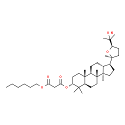 ChemSpider 2D Image | Hexyl (3alpha,24R)-25-hydroxy-20,24-epoxydammaran-3-yl malonate | C39H66O6