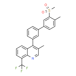 ChemSpider 2D Image | 3-Methyl-4-[4'-methyl-3'-(methylsulfonyl)-3-biphenylyl]-8-(trifluoromethyl)quinoline | C25H20F3NO2S