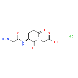 ChemSpider 2D Image | [(3S)-3-(Glycylamino)-2,6-dioxo-1-piperidinyl]acetic acid hydrochloride (1:1) | C9H14ClN3O5