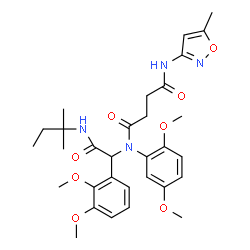 ChemSpider 2D Image | N-(2,5-Dimethoxyphenyl)-N-{1-(2,3-dimethoxyphenyl)-2-[(2-methyl-2-butanyl)amino]-2-oxoethyl}-N'-(5-methyl-1,2-oxazol-3-yl)succinamide | C31H40N4O8