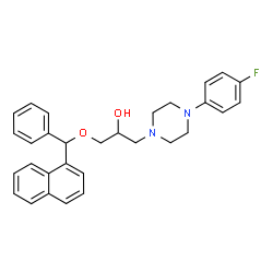 ChemSpider 2D Image | 1-[4-(4-Fluorophenyl)-1-piperazinyl]-3-[1-naphthyl(phenyl)methoxy]-2-propanol | C30H31FN2O2