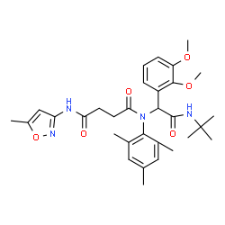 ChemSpider 2D Image | N-{1-(2,3-Dimethoxyphenyl)-2-[(2-methyl-2-propanyl)amino]-2-oxoethyl}-N-mesityl-N'-(5-methyl-1,2-oxazol-3-yl)succinamide | C31H40N4O6