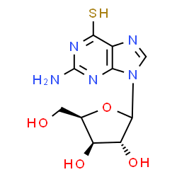 ChemSpider 2D Image | 2-Amino-9-(D-xylofuranosyl)-1,9-dihydro-6H-purine-6-thione | C10H13N5O4S