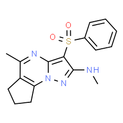 ChemSpider 2D Image | N,5-Dimethyl-3-(phenylsulfonyl)-7,8-dihydro-6H-cyclopenta[e]pyrazolo[1,5-a]pyrimidin-2-amine | C17H18N4O2S